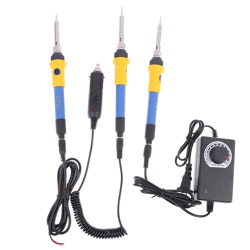 DC 12V Portable Soldering Iron Low-voltage Car Battery 60W Welding Rework Repair Tools Rubber Handle Rechargeable Soldering Iron