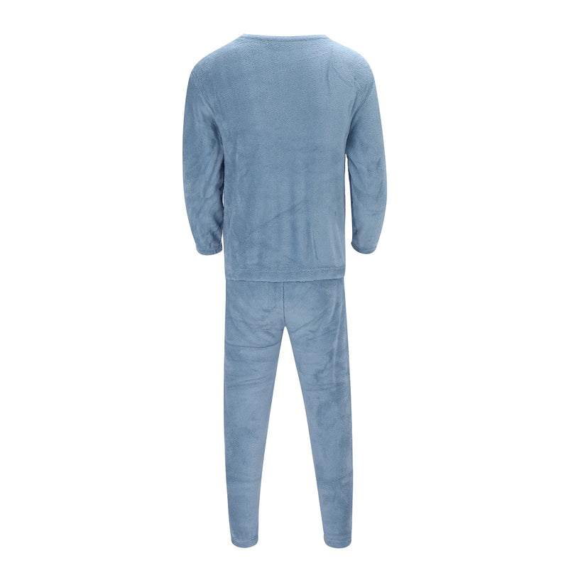 Men Flannel Pajamas Set Winter Warm Loose Homewear Clothes Pajamas Suits Long Sleeve Sleepwear Nightgown Pijama Hombre