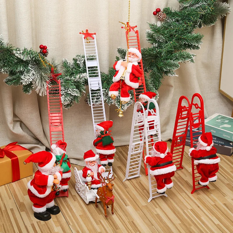 2024 Santa Claus Climbing Rope Electric Climbing Ladder Music Santa Claus Climbing Beads Santa Claus Music Electric Doll Decor