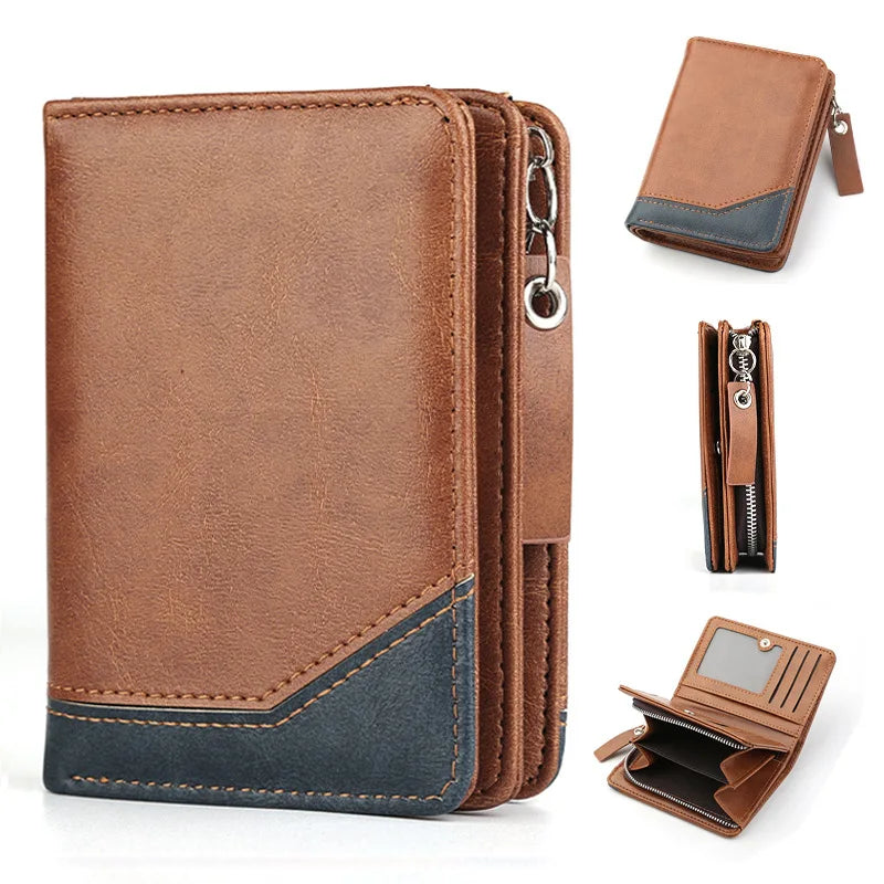 New Men's Wallet, Gentleman Retro Minimalist Multi Slot Billfold, Short Fashionable Youth Large Capacity Money Bag 12*9*3.5cm