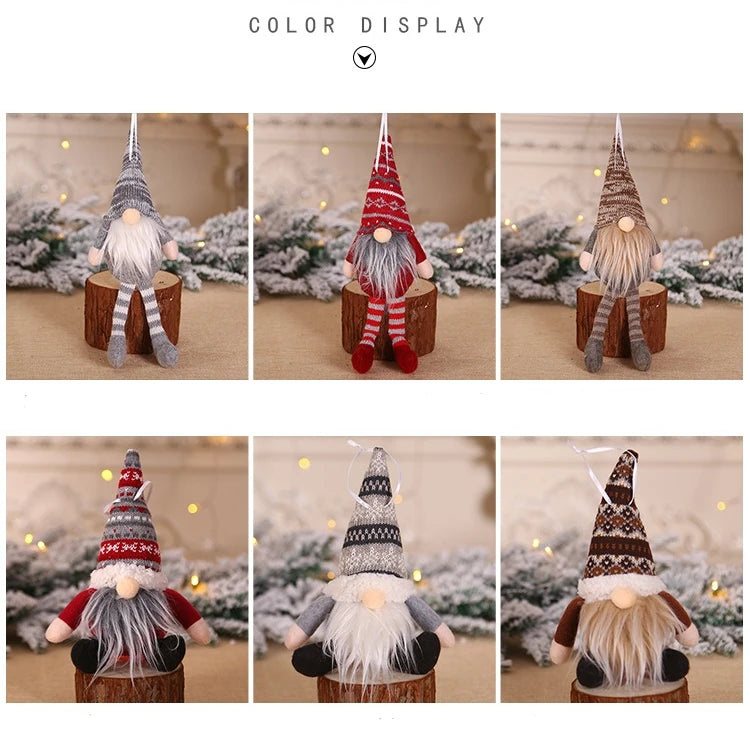 Christmas Plush Gnomes Doll Xmas Tree Hanging Mini Santa Claus Gnomes Pendant Christmas Swedish Home Decoration Lovely Doll Gift