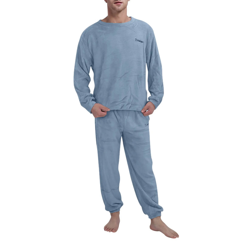 Men Flannel Pajamas Set Winter Warm Loose Homewear Clothes Pajamas Suits Long Sleeve Sleepwear Nightgown Pijama Hombre