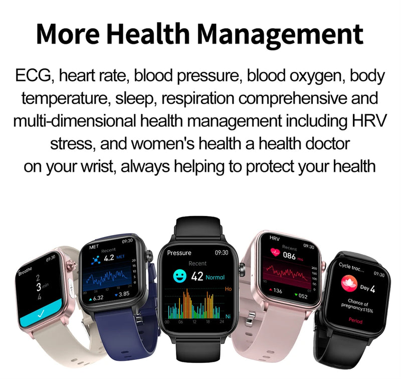 LIGE Health - Reloj inteligente de grado médico para hombre y mujer, con control del lípido en sangre, ácido úrico, ECG+PPG, temperatura corporal, llamadas por Bluetooth