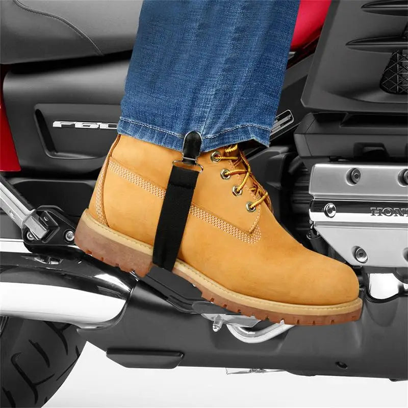 2Pcs Motorcycle Bike Stirrup Pants Clips Leg Boot Elastic Adjustable Straps Loose Boot Belt Adhesive Tape Feet Shoes Accessories