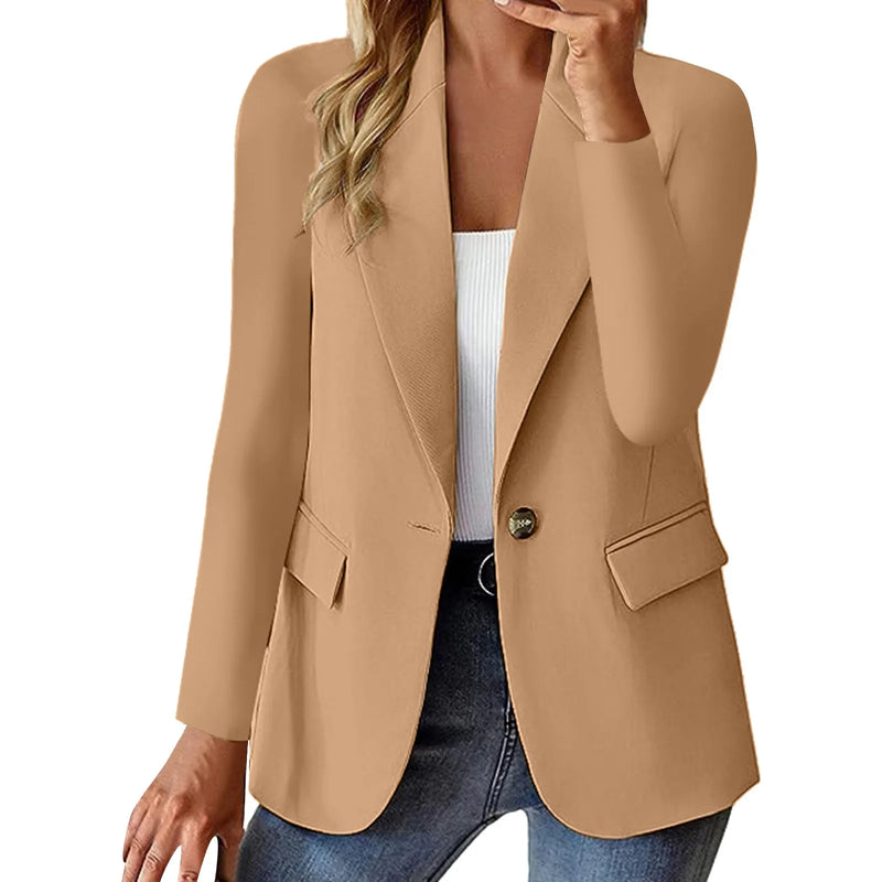 Nueva ropa de mujer, estilo coreano, prendas de vestir exteriores, top de manga larga, cárdigan de color sólido, chaqueta de oficina para otoño e invierno, abrigo elegante