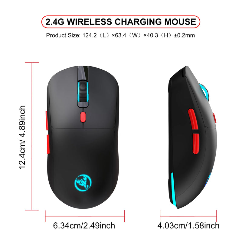 Rechargeable 2.4G USB Wireless Mouse  Adjustable 3600dpi 7 Colors RGB Comfortable Mice for Home Office Laptop Computer Gamer