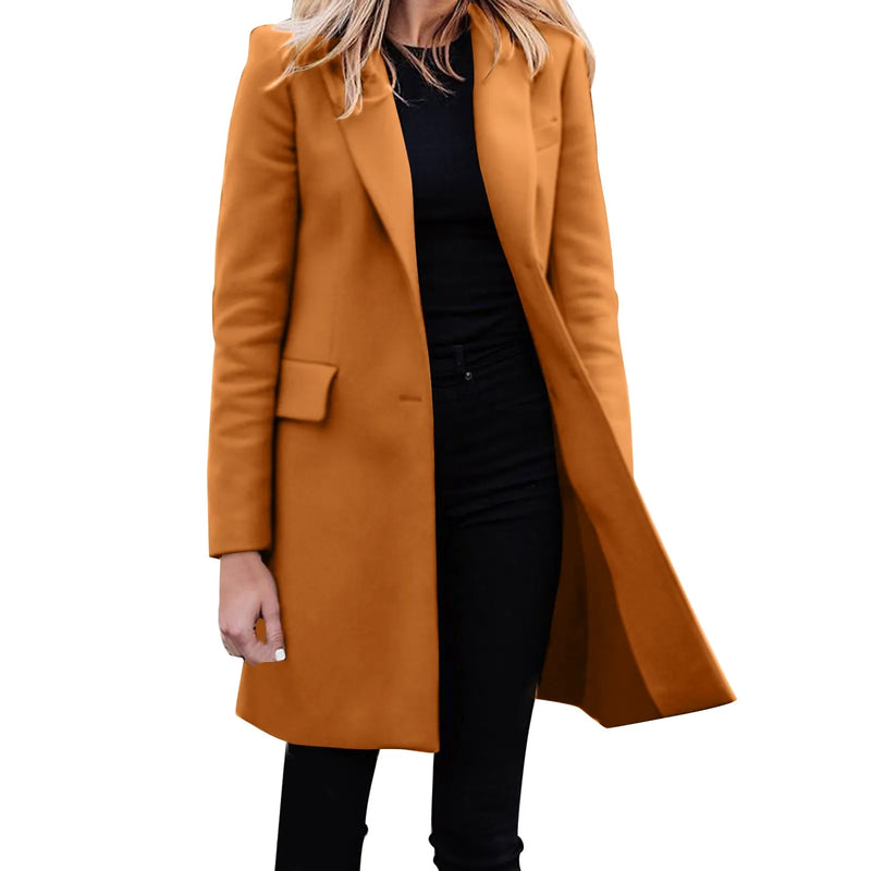 Women Casual Light Weight Thin Jacket Slim Coat Long Sleeve Office Business Coats Jacket Long Trench Temperament Fashion Jackets