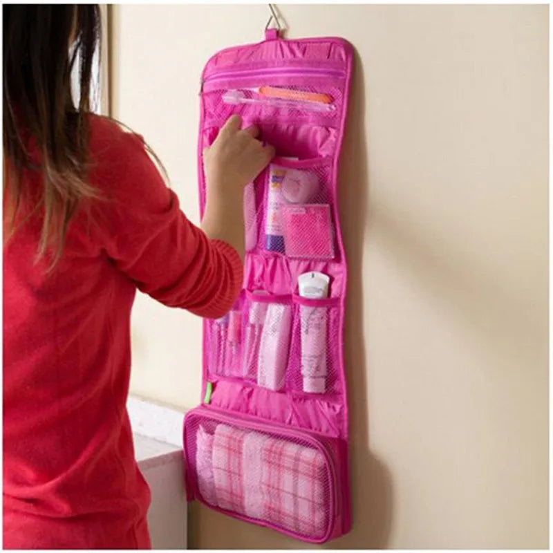 Bolsa organizadora colgante, plegable, para cosméticos, maquillaje, neceser de viaje, neceser de belleza, accesorios de baño