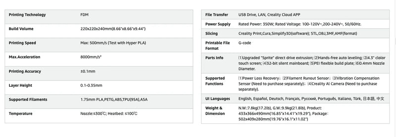 Impresora 3D Creality Ender 3 V3 KE, impresión de alta velocidad de 500 mm/s, tamaño de impresión 8,66 x 8,66 x 9,84 pulgadas, envío gratuito desde EE. UU.