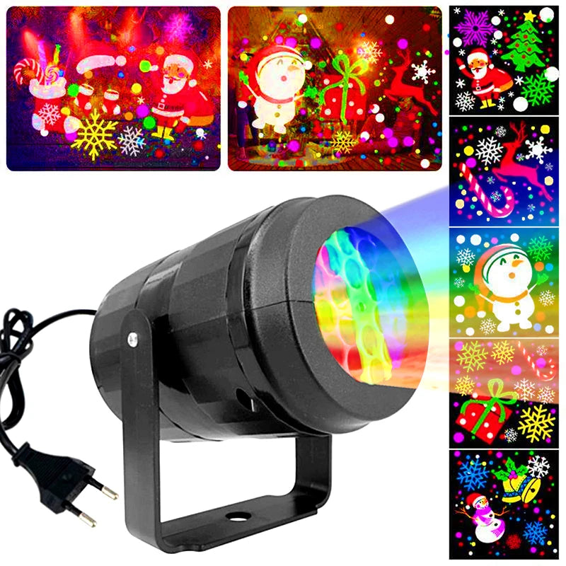 1pc-Christmas Storm 16 Pattern Rotating Projection Lamp Indoor Christmas Decoration