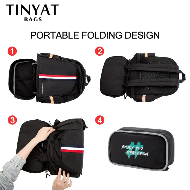 Mochila escolar TINYAT para hombres y mujeres, impermeable, para volver a la escuela, bolsa de viaje con almacenamiento de zapatos, plegable, resistente a las manchas para estudiantes