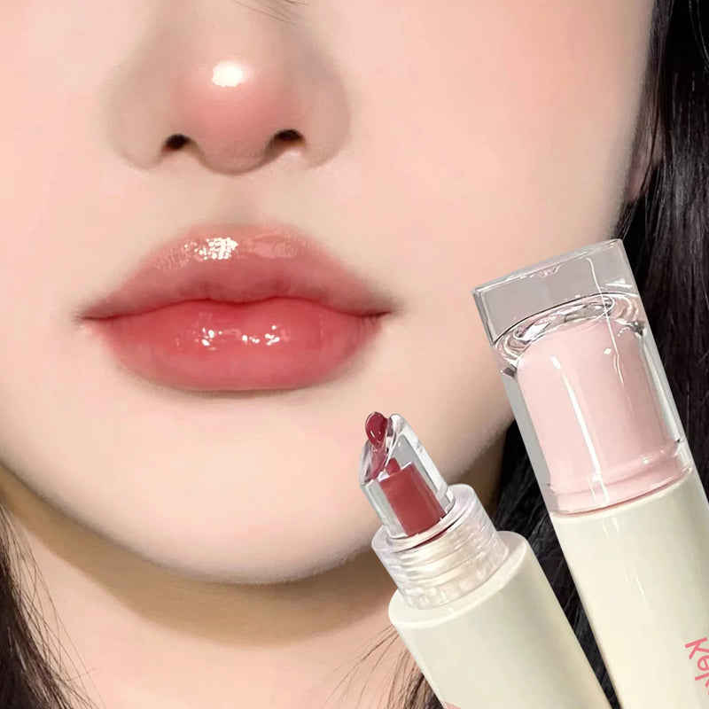 Brillo labial en gelatina, brillo labial duradero, lápiz labial hidratante de color, espejo, tinte labial al agua, maquillaje de belleza coreana para el cuidado de los labios