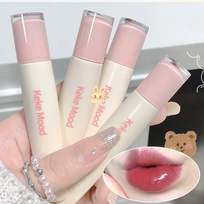 Brillo labial en gelatina, brillo labial duradero, lápiz labial hidratante de color, espejo, tinte labial al agua, maquillaje de belleza coreana para el cuidado de los labios