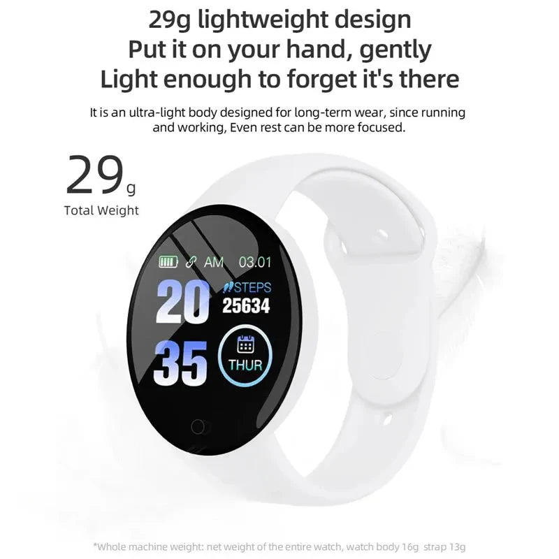 Nueva pulsera inteligente D18 con contador de pasos real, reloj despertador de moda, Bluetooth, música, rastreador de actividad física, reloj inteligente deportivo para Android e iOS