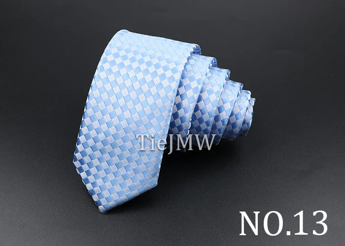 Men's Classic Skinny Stripe Necktie Red Navy Blue Ties Jacquard Woven Solid Plaid Dots Tie Daily Wear Cravat Wedding Party Gift