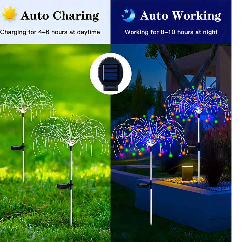 420LED Solar Firework Lights Outdoor IP65 Waterproof 300/200/60LED Solar Garden Flower Lights 1 Pack With 8 Lighting Modes Light