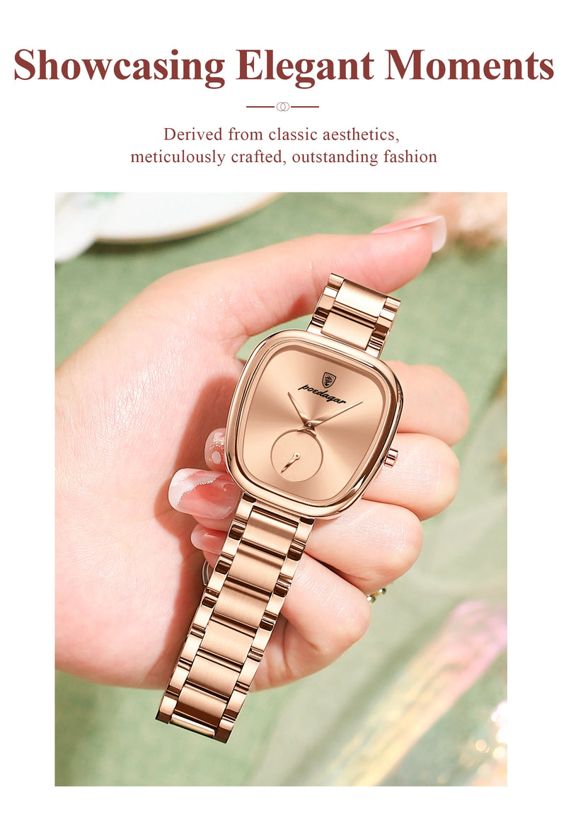 POEDAGAR Reloj de lujo para mujer Reloj de cuarzo de acero inoxidable resistente al agua para mujer Relojes de mujer de alta calidad Reloj elegante para mujer