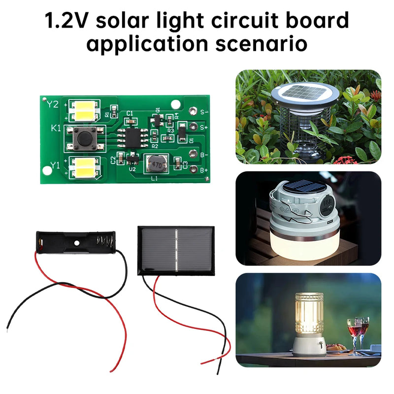 1.2V Bi-Color White + Warm Solar Light Circuit Board Solar Lawn Light Solar Fence Light Source Board Control Light Board DIY Kit