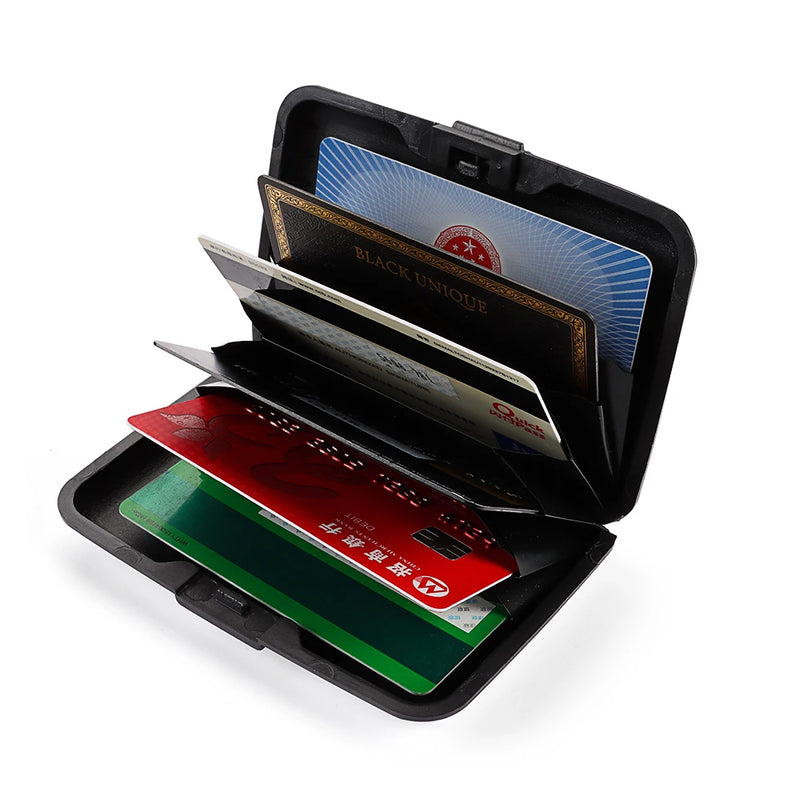 6 Card Slot RFID Blocking Credit Card Holder Men Women Coin Purse Aluminum Metal Waterproof Anti-Theft Wallet Business Card Case