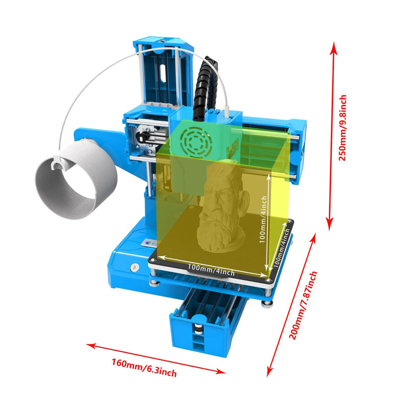 Impresora 3D pequeña K9 Supper Mini Desktop 10*10*10cm Sin cama caliente Impresión con una tecla con TF Máquina de impresora 3D Regalo EasyThreed