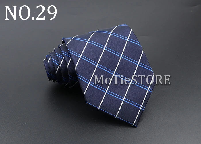 Men's Fashion Tie 8cm Blue Necktie Classic Plaid Striped Neck Tie Paisley Floral Neckties Daily Wear Cravat Wedding Party Gift