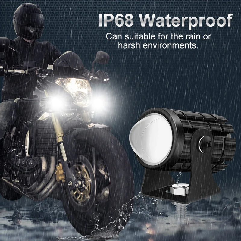 Proyector de faros LED Explorers para motocicletas superbrillantes con lente ojo de pez, faros LED antiniebla auxiliares para motocicletas