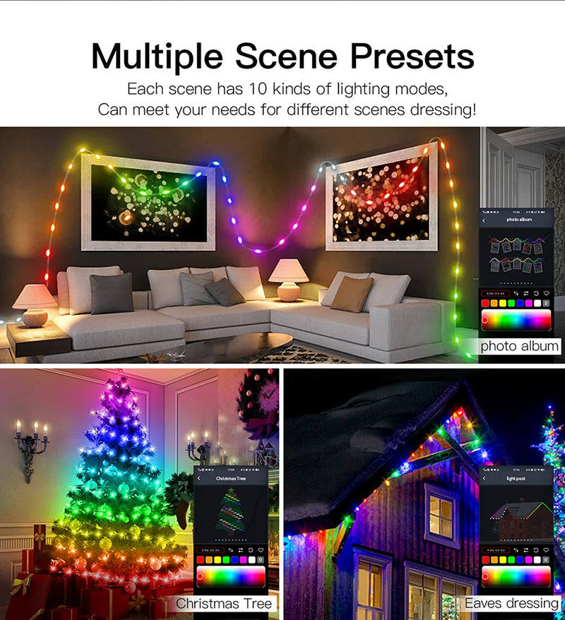 Dreamcolor Rgb Led Strip WS2812B Bluetooth Smart String Fairy Lights Christmas Garland Light Waterproof For Party Curtain Room