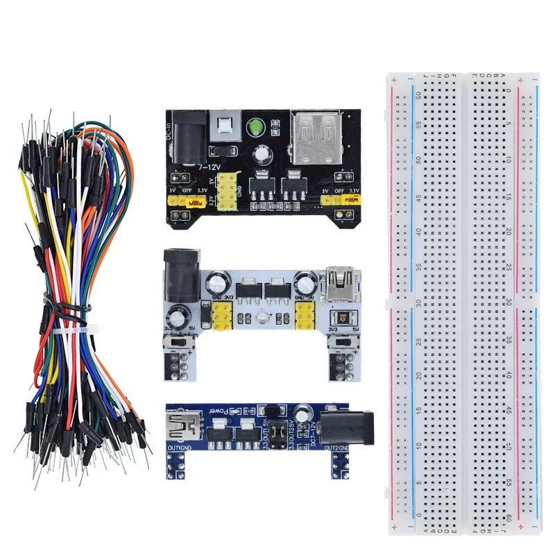 3.3V/5V MB102 Breadboard power module + 65 jumper wires + MB-102 830 points Prototype Bread board for arduino kit