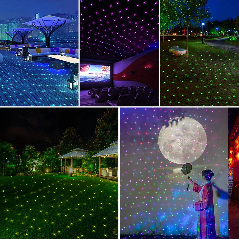 Dynamic starry sky laser projection lighting Park courtyard decoration rotating atmosphere light outdoor laser light