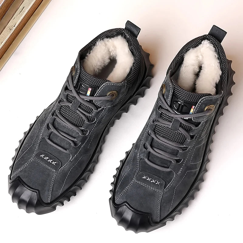 Men Casual Snow Boots lace up high top plush Warm Winter Shoes Men Hiking Boots Outdoor fashion Sneakers Man cotton shoes