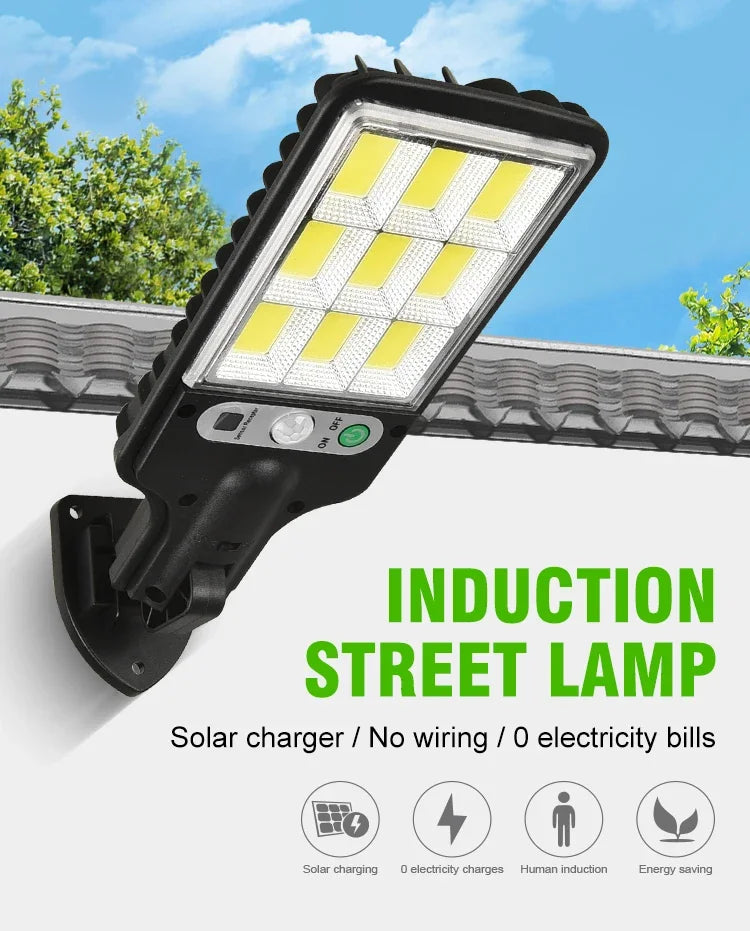 LED Solar Outdoor Remote Control 3 Modes LED Courtyard Wall Lamp Human Body Induction Garden Terrace Garage Door Street Lighting