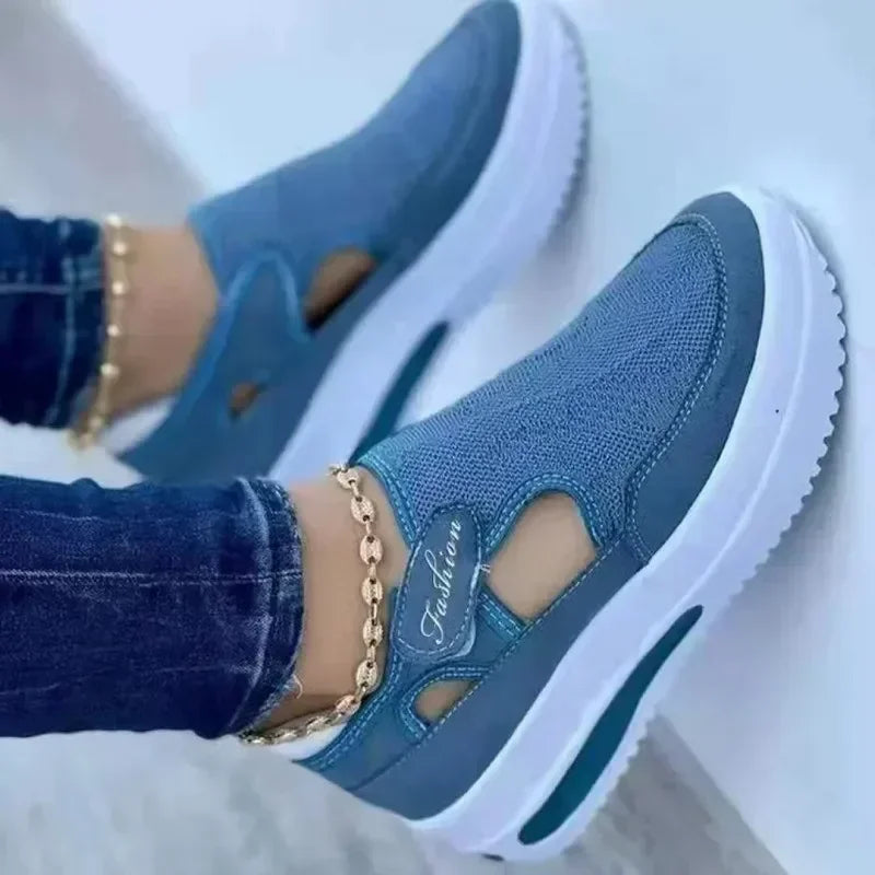 Zapatos de mujer Zapatillas de deporte para mujer Zapatos casuales de verano Nuevos zapatos deportivos de malla transpirable para mujer Sandalias de plataforma vulcanizadas para mujer 2024