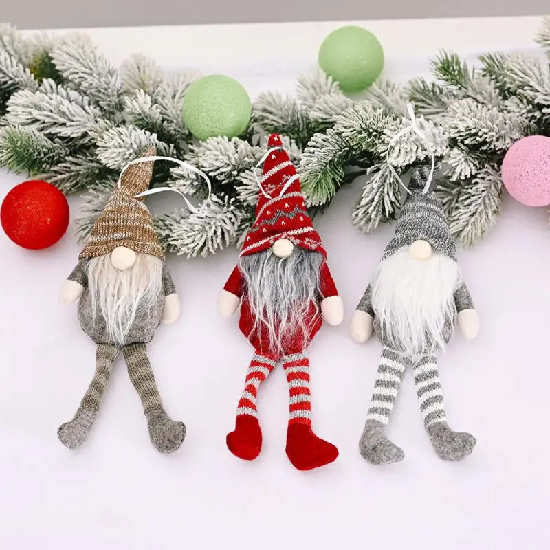 Christmas Plush Gnomes Doll Xmas Tree Hanging Mini Santa Claus Gnomes Pendant Christmas Swedish Home Decoration Lovely Doll Gift