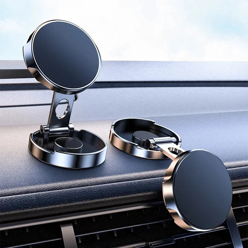 Soporte magnético plegable redondo para coche, soporte giratorio de 360 ​​grados para teléfono móvil, soporte con imán fuerte para iPhone y Samsung