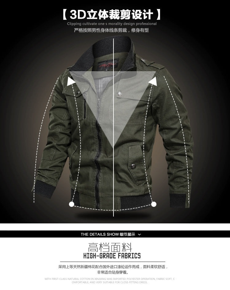 Casual solid color jacket, zippered pocket, stand up collar, oversized jacket, tough guy style, thin motorcycle top