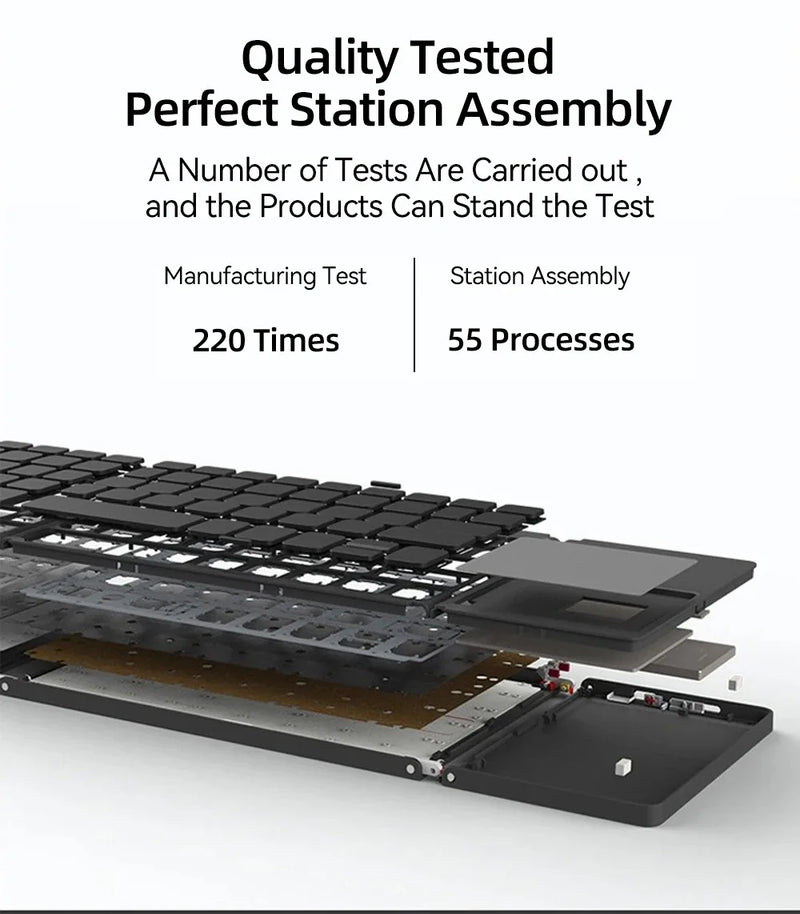 Mini teclado inalámbrico plegable con Bluetooth y panel táctil para teléfonos Windows, Android, iPad, recargable