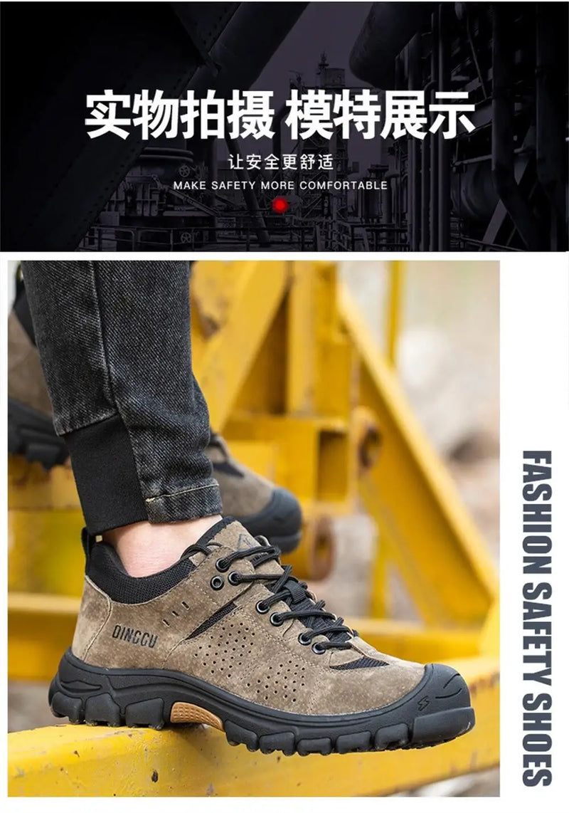 Nuevos zapatos indestructibles, zapatillas de trabajo, puntera de acero, zapatos de seguridad, botas para hombres, botas de trabajo antigolpes y antiperforación, seguridad