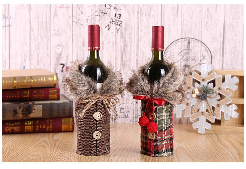 Christmas Wine Bottle Cover Merry Christmas Decorations For Home 2024 Christmas Ornament Xmas Navidad Natal Gifts New Year 2025