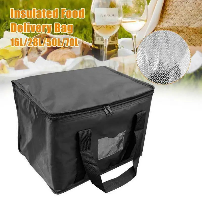 Bolsa térmica portátil de gran capacidad con cremallera, para el almuerzo, para el congelador, para acampar, para picnic, para alimentos de aluminio