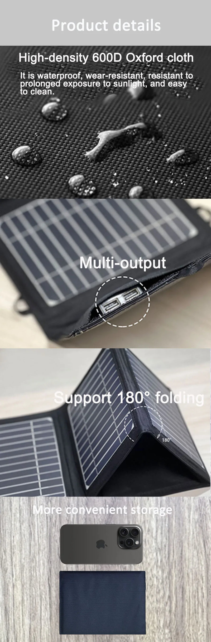 LEETA Portable Solar Panel 30W High Power High Quality Waterproof Foldable Outdoor Cells Battery Charger for Mobile Phone Travel