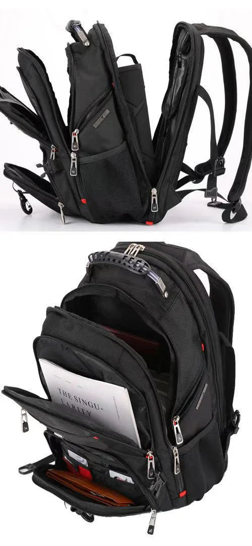 Mochila multifuncional suiza duradera para computadora portátil de 17 pulgadas, bolsa de viaje, mochila universitaria, puerto de carga USB, resistente al agua