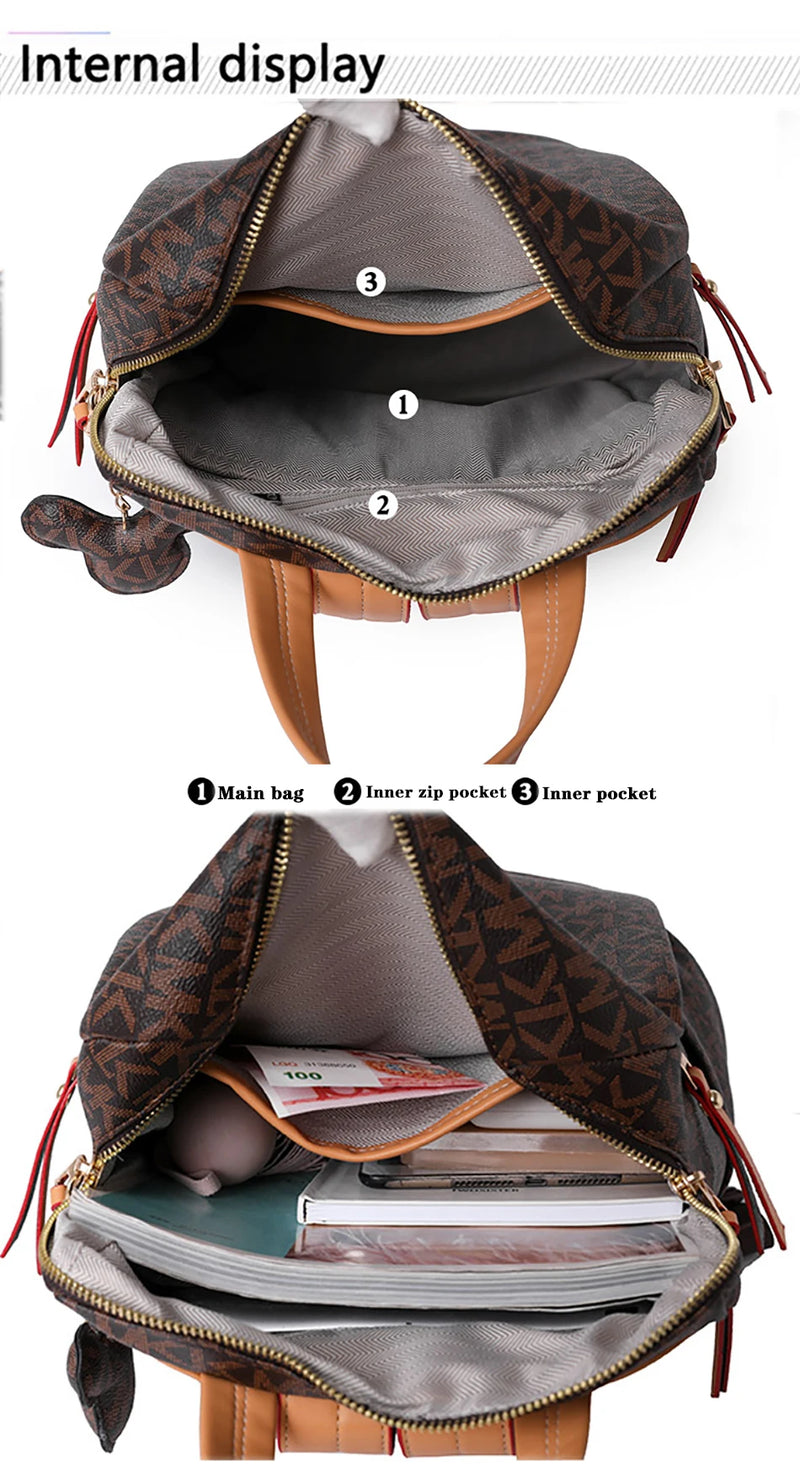 Mochila pequeña de lujo para mujer 2023, delicada mochila de tela de PVC, bolso de hombro para mujer, mochila de diseño con letras, bolsos elegantes, bolso escolar