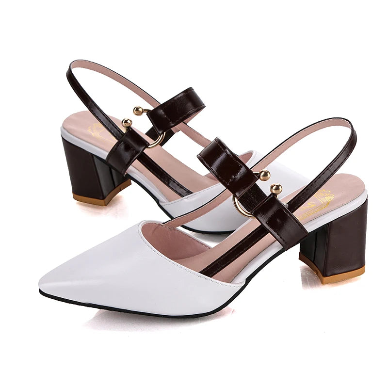 Elegant Women's Sandals Summer Casual Classic Office Chunky Heel Wedding Shoes Women Plus Pumps Shoes