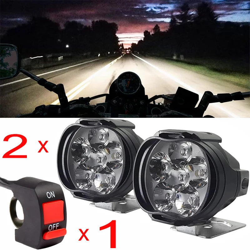 2pcs Motorcycle Led Headlight 12V High Bright Led Lights Lamp for Motorbike Moto External Front Led Focus Auxiliary Spotlights