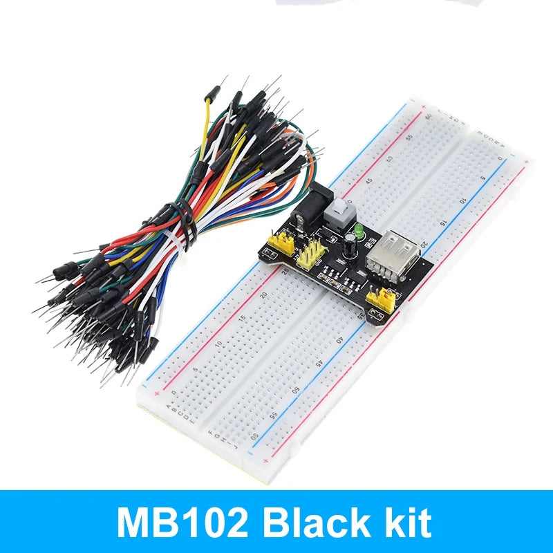 3.3V/5V MB102 Breadboard power module + 65 jumper wires + MB-102 830 points Prototype Bread board for arduino kit