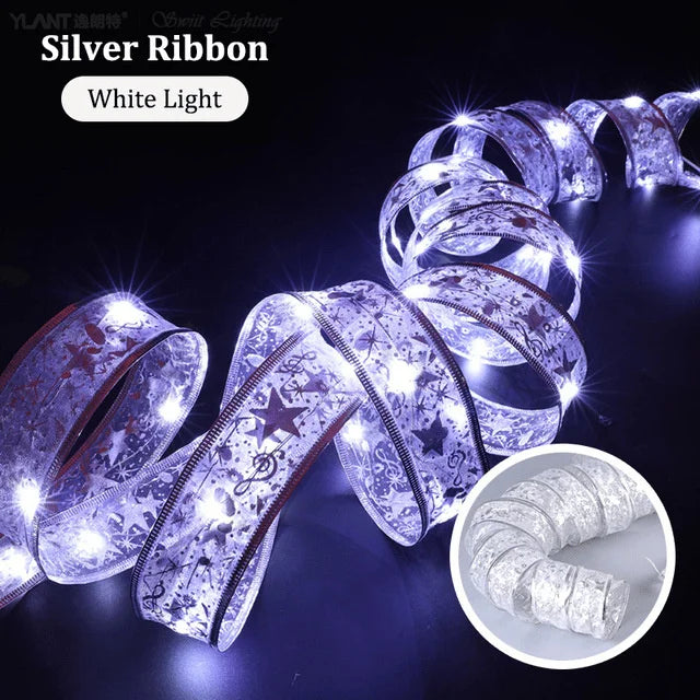 5Meter Ribbon LED Fairy Light Christmas Decoration Christmas Tree Ornaments For Home Bows String Lights Navidad Natal New Year