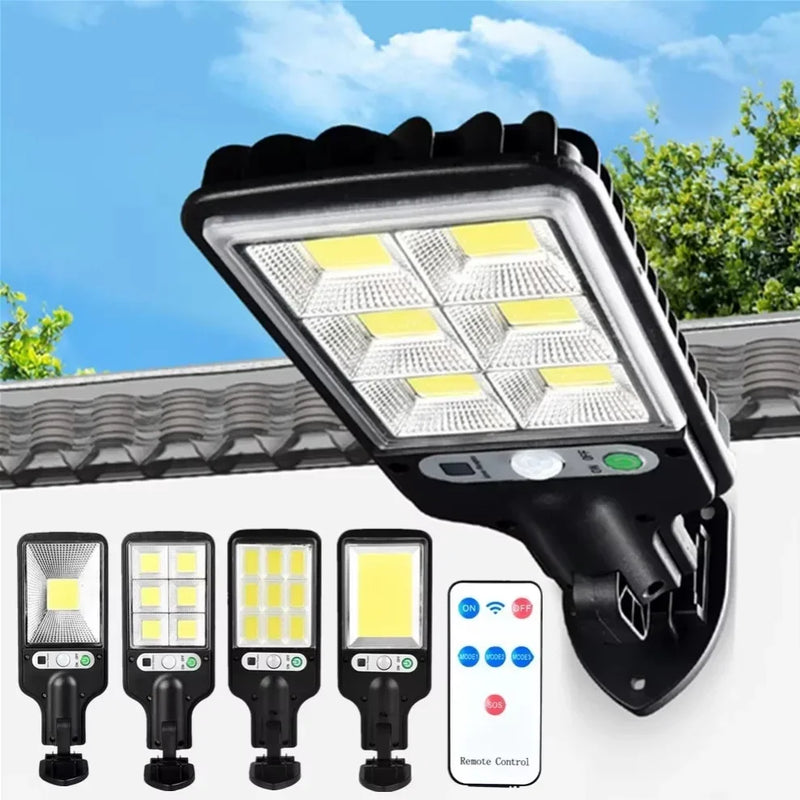 LED Solar Outdoor Remote Control 3 Modes LED Courtyard Wall Lamp Human Body Induction Garden Terrace Garage Door Street Lighting