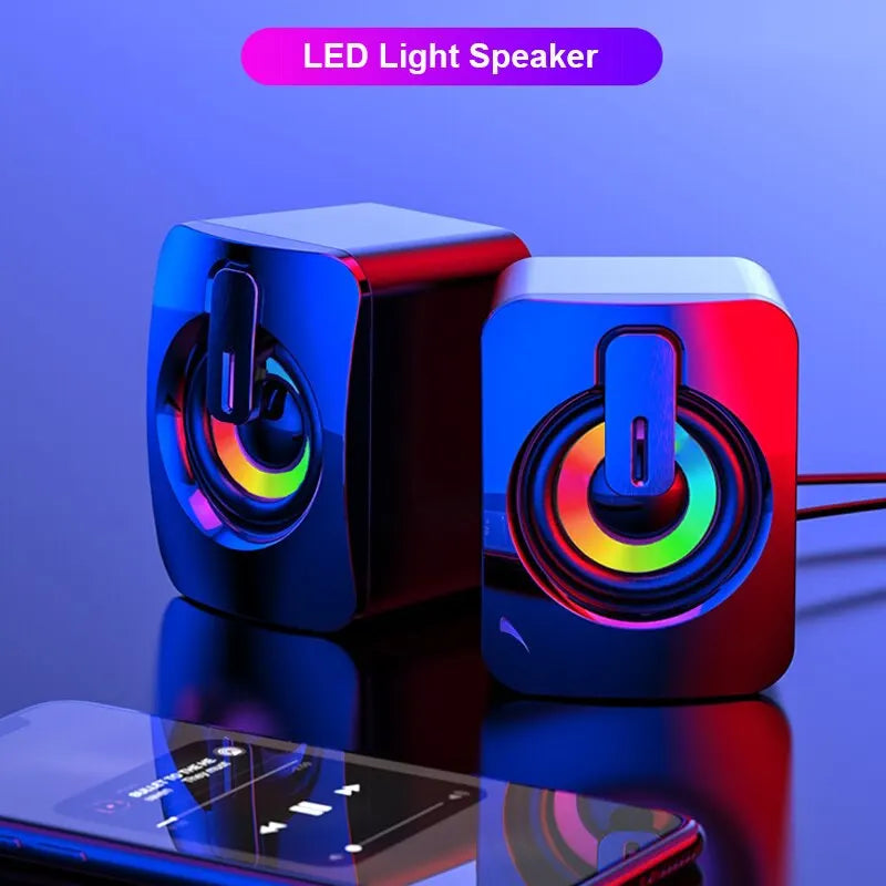 Computer Speakers PC Sound Box HIFI Stereo Microphone USB Wired Caixa De Som with LED Light For Laptop Desktop Computer Speakers