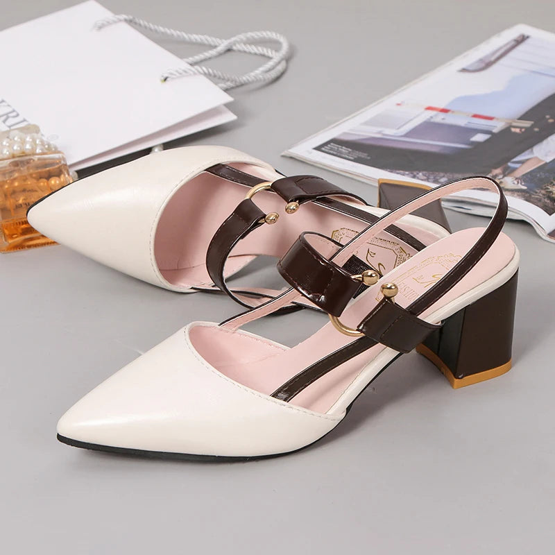 Elegant Women's Sandals Summer Casual Classic Office Chunky Heel Wedding Shoes Women Plus Pumps Shoes