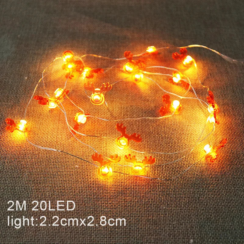 Guirnalda de luces navideñas 2024 con forma de Papá Noel, muñeco de nieve, funciona con pilas, luces LED decorativas para Navidad, decoración para fiestas de Año Nuevo